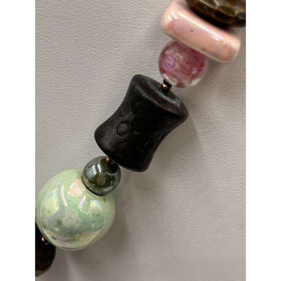 Jay‎ Strongwater Vintage Pink Brown Greek Glass Floral Beaded Boho Necklace new - Picture 5 of 9